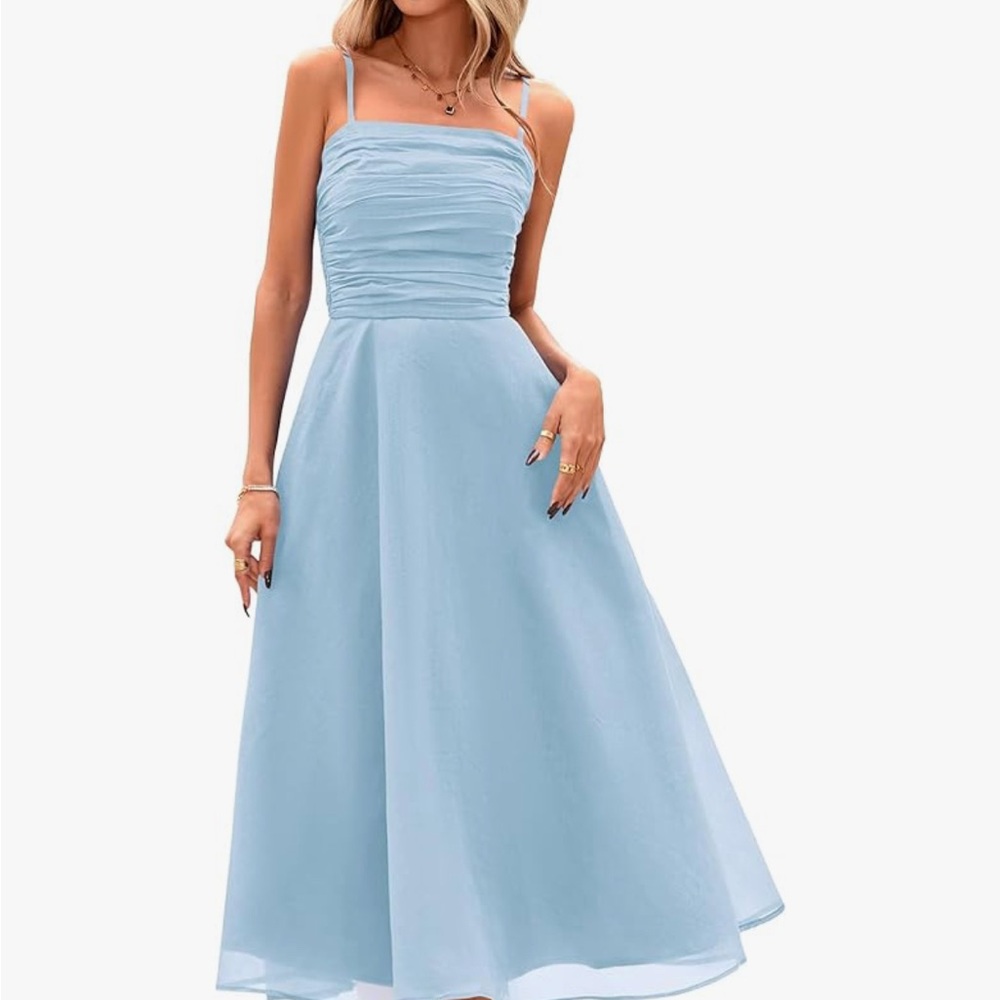 Elegant Blue Sleeveless Dress